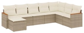 Set divano da giardino 8 pz con cuscini beige in polyrattan