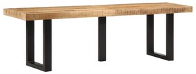 Panca 160 Cm İn Legno Massello Di Mango Grezzo E Acciaio /