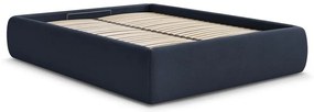 Letto matrimoniale imbottito blu scuro con contenitore/senza testiera con rete inclusa 160x200 cm Inera – Bobochic Paris