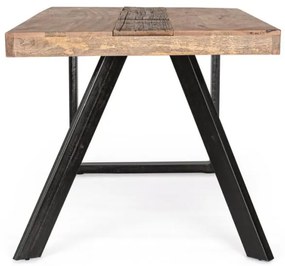 Tavolo MANCHESTER in legno di mango e gambe in acciaio nero, 160×90 cm