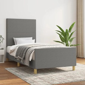 Giroletto Senza Materasso Grigio Scuro 90x190 Cm Tessuto /