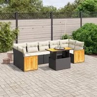 Set Divani da Giardino con Cuscini 8 pz Nero in Polyrattancod mxl 112873