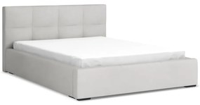 Letto matrimoniale imbottito grigio chiaro in velluto con contenitore con rete inclusa 140x200 cm Hiko – Makamii