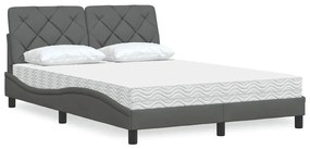 Letto Con Materasso Grigio Scuro 140x200cm Tessuto /