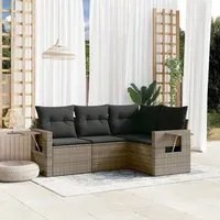 Set Divani da Giardino 4 pz con Cuscini in Polyrattan Grigio 3220109