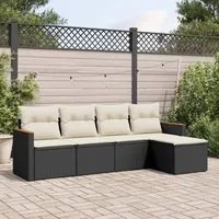 Set Divani da Giardino 5 pz con Cuscini in Polyrattan Nero 3225916