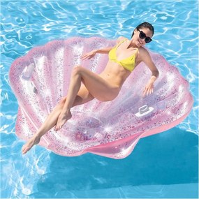 TrAdE Shop Traesio - Materassino Isola Gonfiabile Conchiglia Glitter Pvc Mare Piscina 178x165cm -
