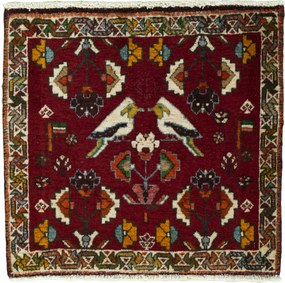 Shiraz Tappeto 50 x 60 Rosso (Iran) Annodato A Mano