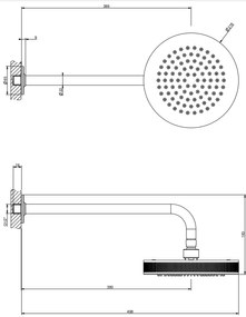 Soffione doccia anticalcare con braccio a parete orientabile black xl inciso 58185 gessi