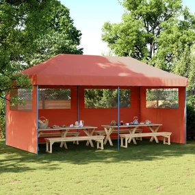 Tendone Per Feste Pieghevole Pop-up Con 3 Pareti Terracotta /