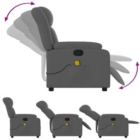 Poltrona massaggiante reclinabile grigio scuro in tessuto