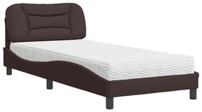 Letto con materasso marrone scuro 80x200 cm in tessuto