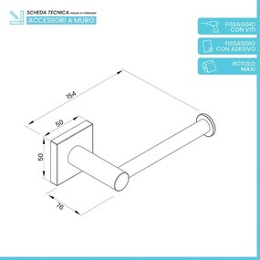 Set accessori bagno 3 pezzi con porta asciugamani 30 cm acciaio inox bianco Sidera