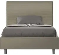 Letto alla Francese rivestito in Similpelle - FOCUS Tipologia Letto: Con Rete, Dimensione Rete: 140x190, Colore: Cappuccino