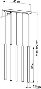 Lampada a sospensione nera, lunghezza 45 cm Fideus - Sollux