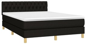 Letto a Molle con Materasso e LED Nero 140x200 cm in Tessuto