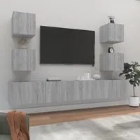 Set di Mobili Porta TV 6 pz Grigio Sonoma in Legno Multistrato 3114268