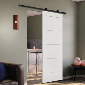 Porta scorrevole reversibile Ribera in mdf bianco, L 93 x H 212 cm, con binario Retro