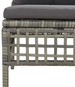 Set Divani da Giardino 7 pz con Cuscini in Polyrattan Grigio