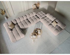 Divano angolare componibile in marrone chiaro (con penisola a destra/a U) con rivestimento in velluto Bellis – Micadoni