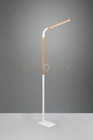 Norris piantana led 11w 1400lm, 3000k metallo bianco e legno flessi...