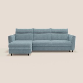 Peonia divano letto angolare con Penisola Contenitore - Materasso H18 cm in Bouclé Impermeabile T07