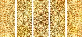 Quadri 5 pezzi – Mandala etnica dorata