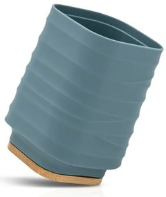Portaspazzolini da appoggio turchese cobalto in abs e bambù Wave