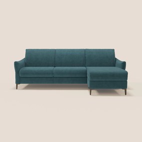 Dalia divano letto angolare con materasso alto 18 cm piedini alti e penisola contenitore in tessuto smacchiabile T17