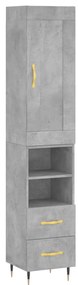 Credenza grigio cemento 34,5x34x180 cm in legno multistrato