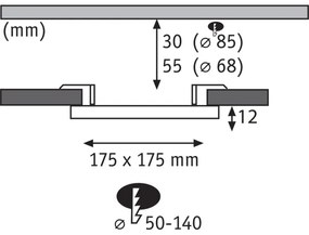 Paulmann 93059 - Lampada da incasso AREO LED 13W, IP44, dimmerabile, per bagno, 230V