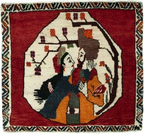 Shiraz Tappeto 60x60 Rosso (Iran) Annodato A Mano