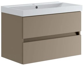 Mobile sottolavabo e lavabo Kora per vasca centrale laccato opaco nocciola L 79.5 x H 50 x P 45.5 cm 2 cassetti
