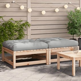 Poggiapiedi Da Giardino Con Cuscini 2 Pz Legno Massello Di Pino /