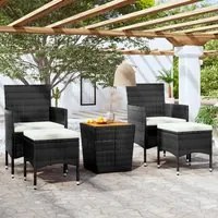 Set Bistrot per Giardino 5 pz Polyrattan e Massello Acacia Nero 3058372