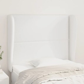 Testiera Ad Orecchio Bianca 93x23x118/128 Cm İn Similpelle /