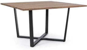 Tavolo da esterno quadrato in legno 130x130 cm gambe in acciaio Helsinki Bizzotto