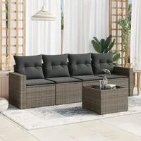 Set Divano da Giardino 5 pz con Cuscini Grigio in Polyrattan 3251027