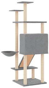 Albero per gatti con tiragraffi in sisal grigio chiaro 153 cm