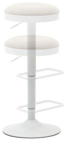 Kave Home - Sgabello Zaib in ciniglia beige e acciaio bianco opaco, altezza 63-84 cm