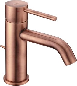 Rubinetto per lavabo a canna bassa getto laminare cristallino TAYRONA rame spazzolato satinato HUBER H 16.4 cm