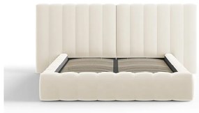 Letto matrimoniale imbottito beige con contenitore e griglia 160x200 cm Gina - Milo Casa