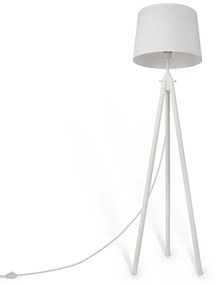 Piantana Contemporanea Calvin Metallo Bianco 1 Luce Con Diffusore In Tessuto