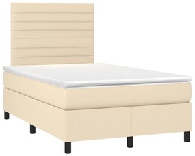 Letto a molle con materasso e led crema 120x200cm in tessuto