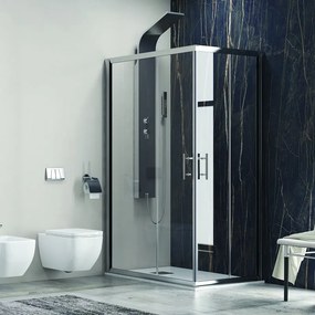 Box doccia 140x70 cm angolare cristallo trasparente anticalcare KF1000 - KAMALU