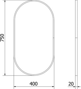 Mexen Loft specchio da bagno ovale 75 x 40 cm, cornice nera - 9851-075-040-000-70