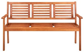 Panchina da Giardino 3 Posti 150 cm Legno Massello di Eucalipto