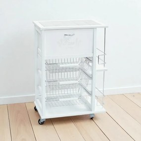Carrello portafrutta portapane e bottigliera LACCATO BIANCO