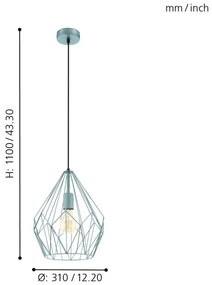 Eglo 49259 - Lampadario CARLTON 1xE27/60W/230V