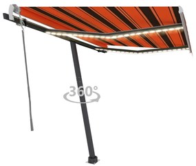 Tenda Da Sole Retrattile Con Led 350x250 Cm Arancione E Marrone /